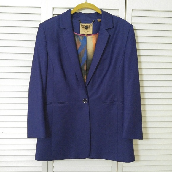 TED BAKER Blue Women's Blazer Wool Blend Jacket - Picture 1 of 5